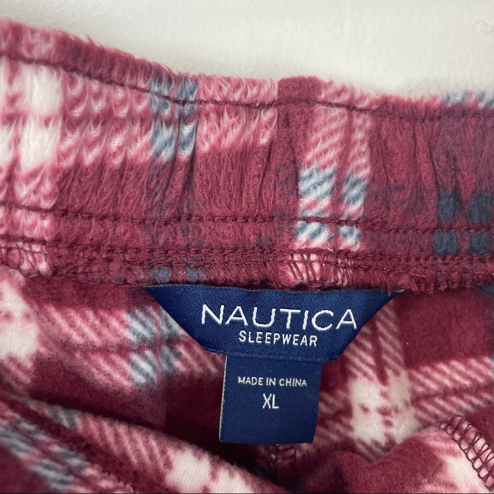 Nautica Sleepwear Red Plaid Fleece Pajama Bottoms Pants - Picture 4 of 10